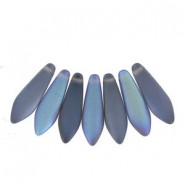 Czech Glass Daggers beads 5x16mm Crystal graphite rainbow matted 00030-98577
